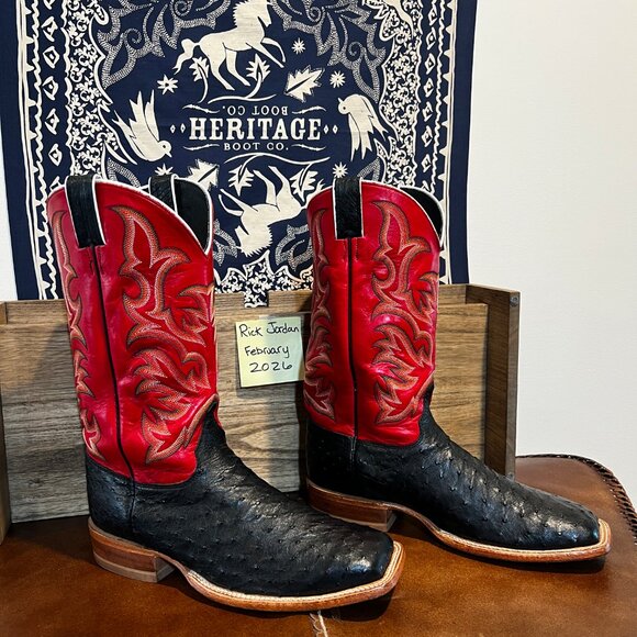 Justin\'s Black Full Quill Ostrich Square Toe Cowboy Boots size 10.5EE/11D *READ* main image 7
